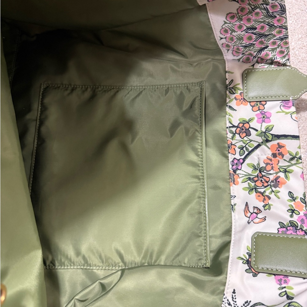 Tory Burch Ella Green and Cream Floral Tote - Picture 7 of 8